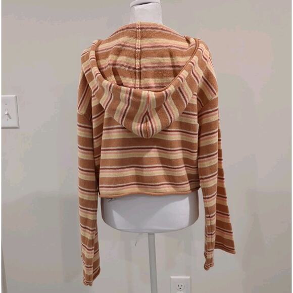 Roxy Side Swipe Striped Whimsigoth Women's M Cropped Sweater Beach - Picture 7 of 16